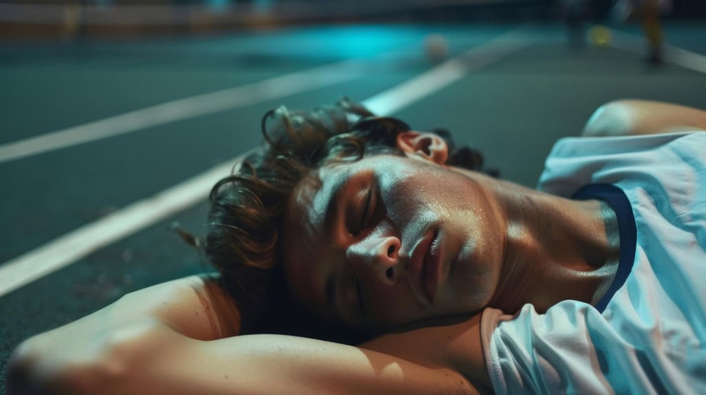 Athlete sleeping on circuit