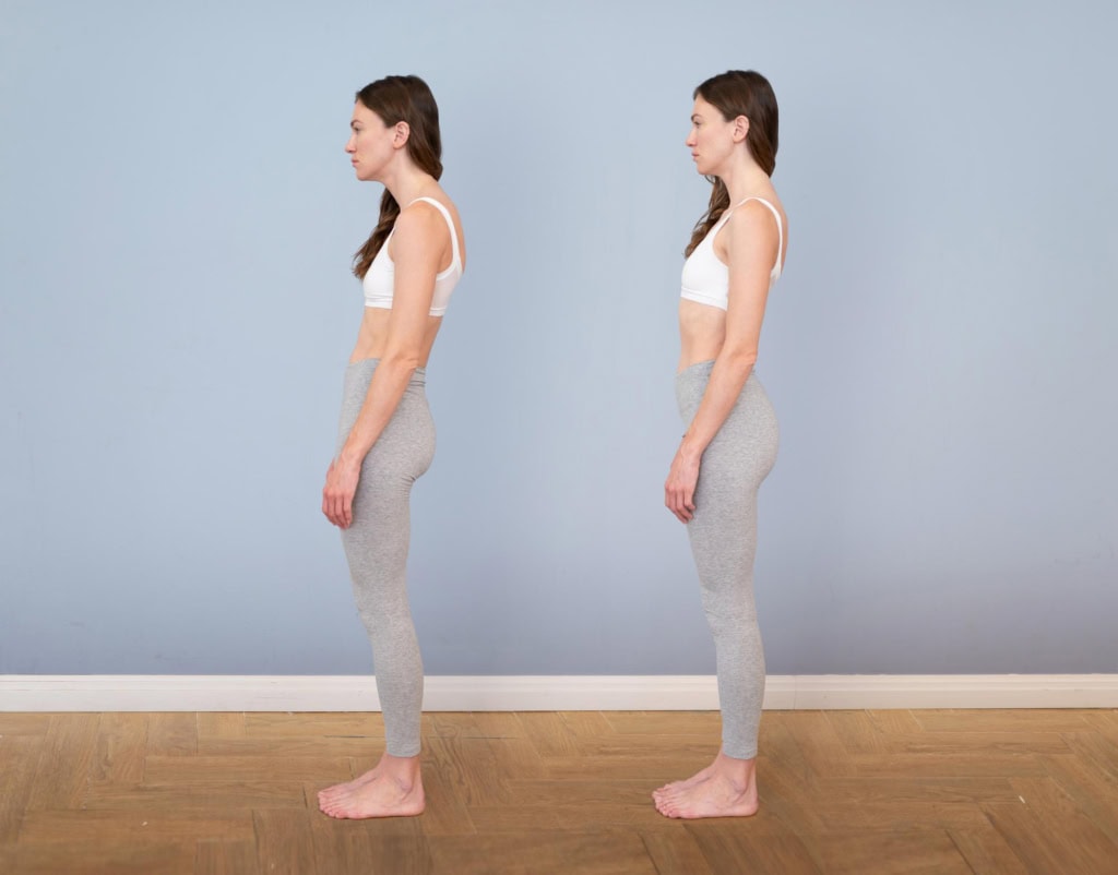 An image showing two variations of good and poor posture